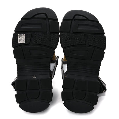 Gucci X SEGA Nappa Mesh Mens Aguru Sandals 9 Loess Black 5 of 10