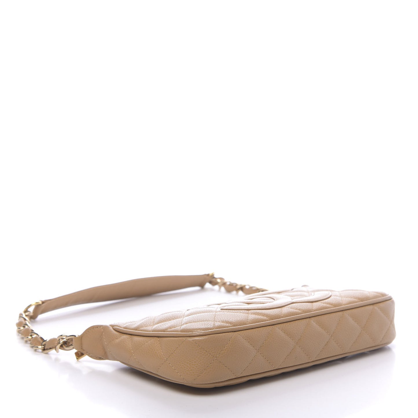 Caviar Quilted Timeless CC Shoulder Bag Beige