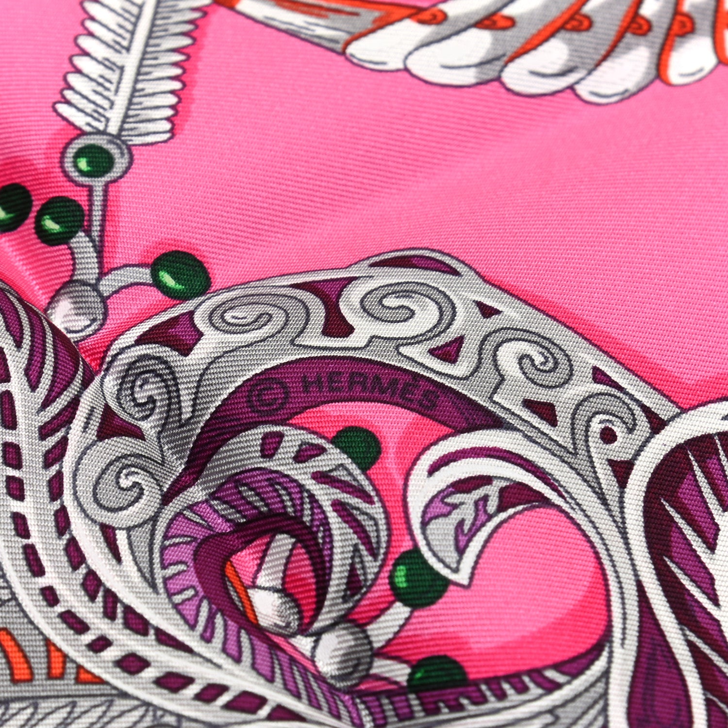 Hermes Silk Zenobie Reine De Palmyre Scarf 90 Rose Vif Orange Mastic 5 of 6
