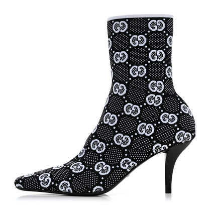 Gucci Technical Jersey Knit GG Monogram Square G 75mm Ankle Boots 38 Black Great White 1 of 9