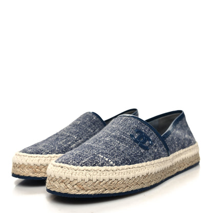Chanel Fabric Patent Calfskin CC Espadrilles 38 Blue 3 of 8