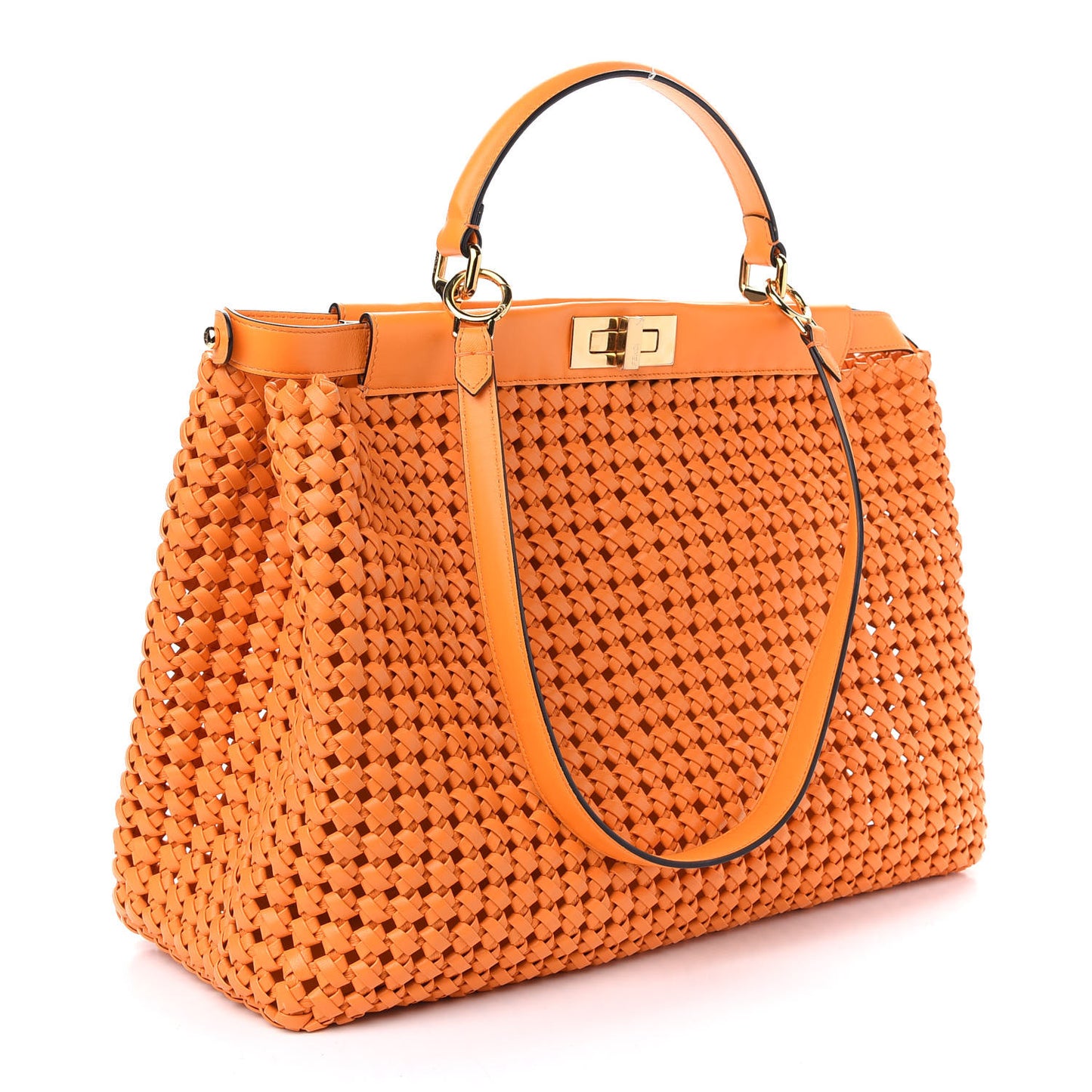 Nappa Woven Large Peekaboo Iconic Satchel Clementine