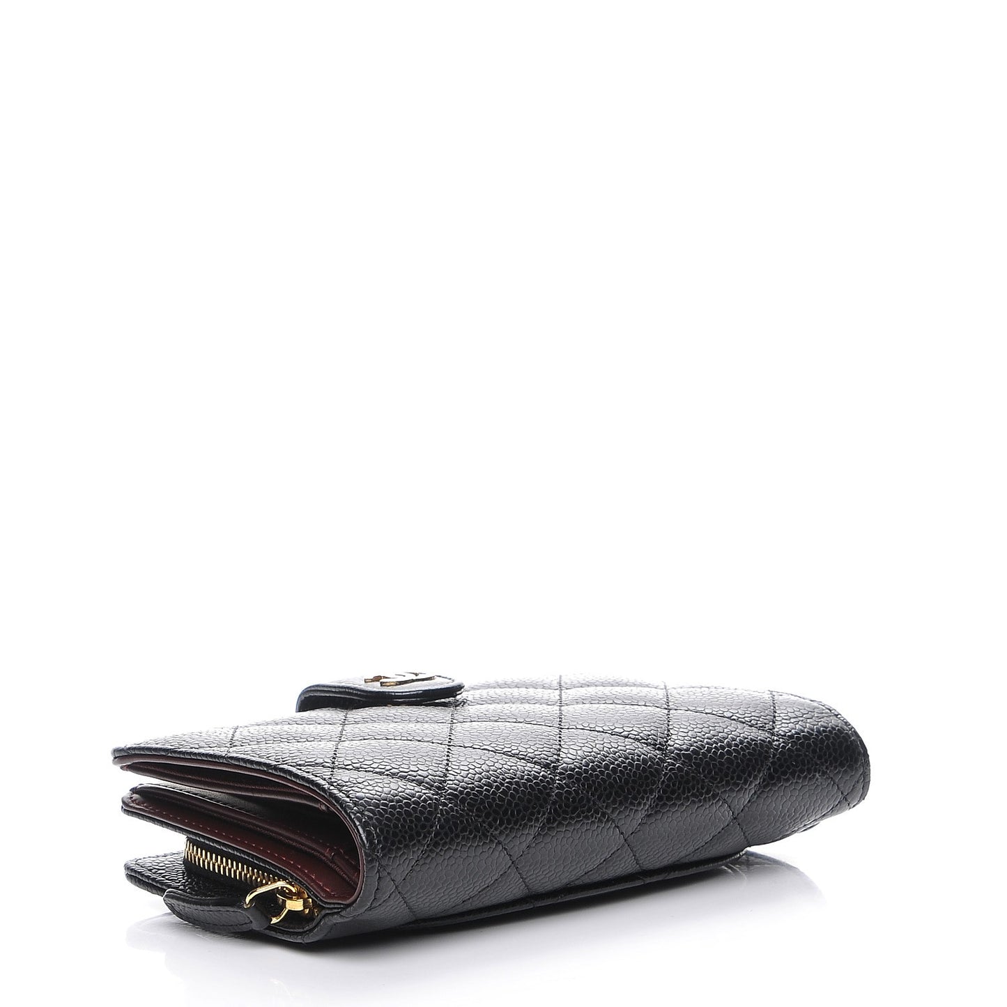 Caviar Quilted Zipped Pocket Wallet Black