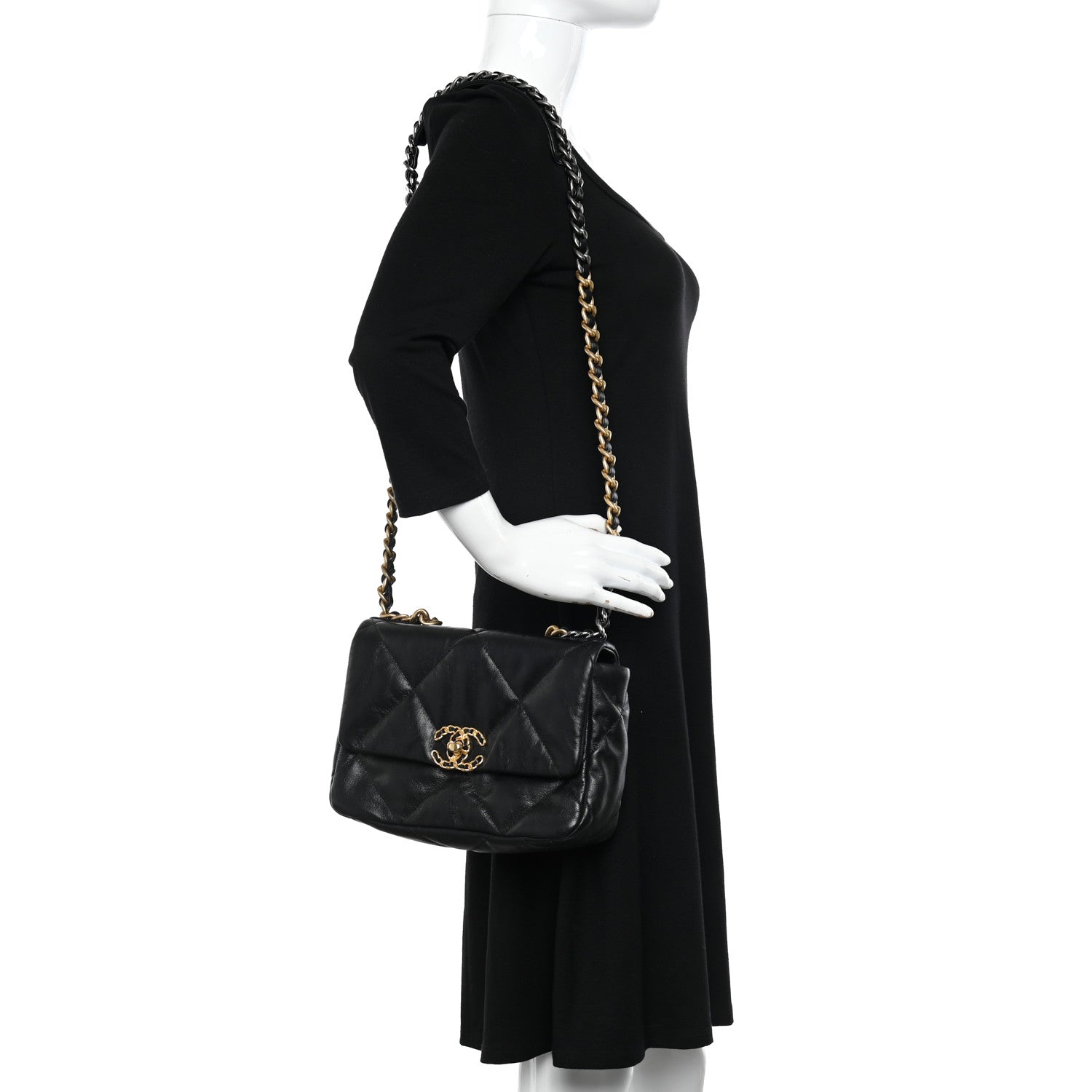 Chanel Goatskin Quilted Medium Chanel 19 Flap Black 2 of 12