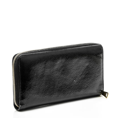 Saint Laurent Patent Y Mail Zip Around Wallet Black 3 of 7
