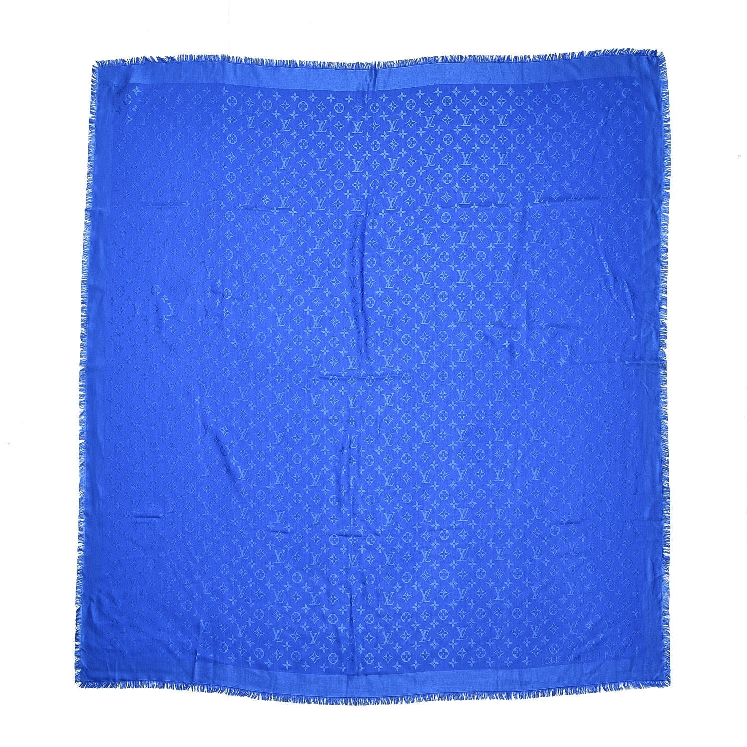 Louis Vuitton Silk Wool Monogram Shawl Blue 1 of 4