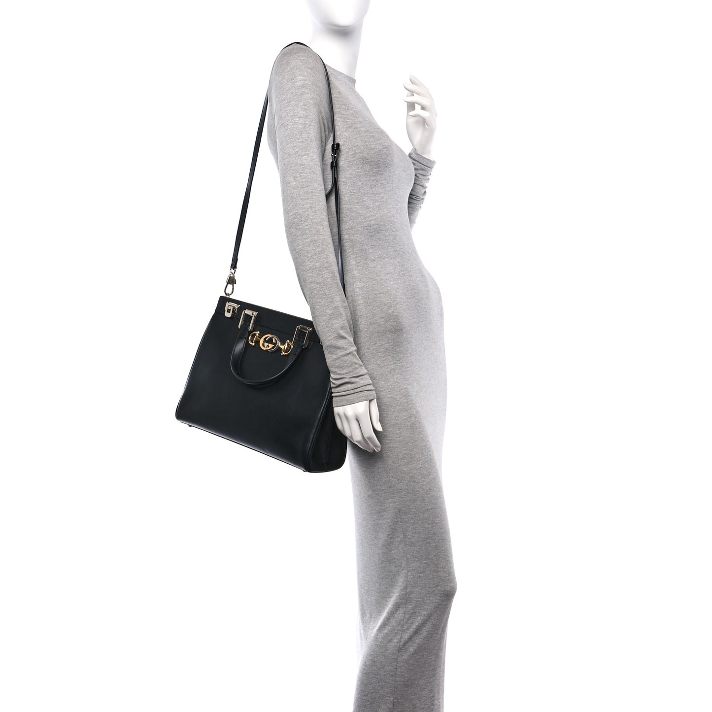 Smooth Calfskin Medium Zumi Top Handle Bag Black