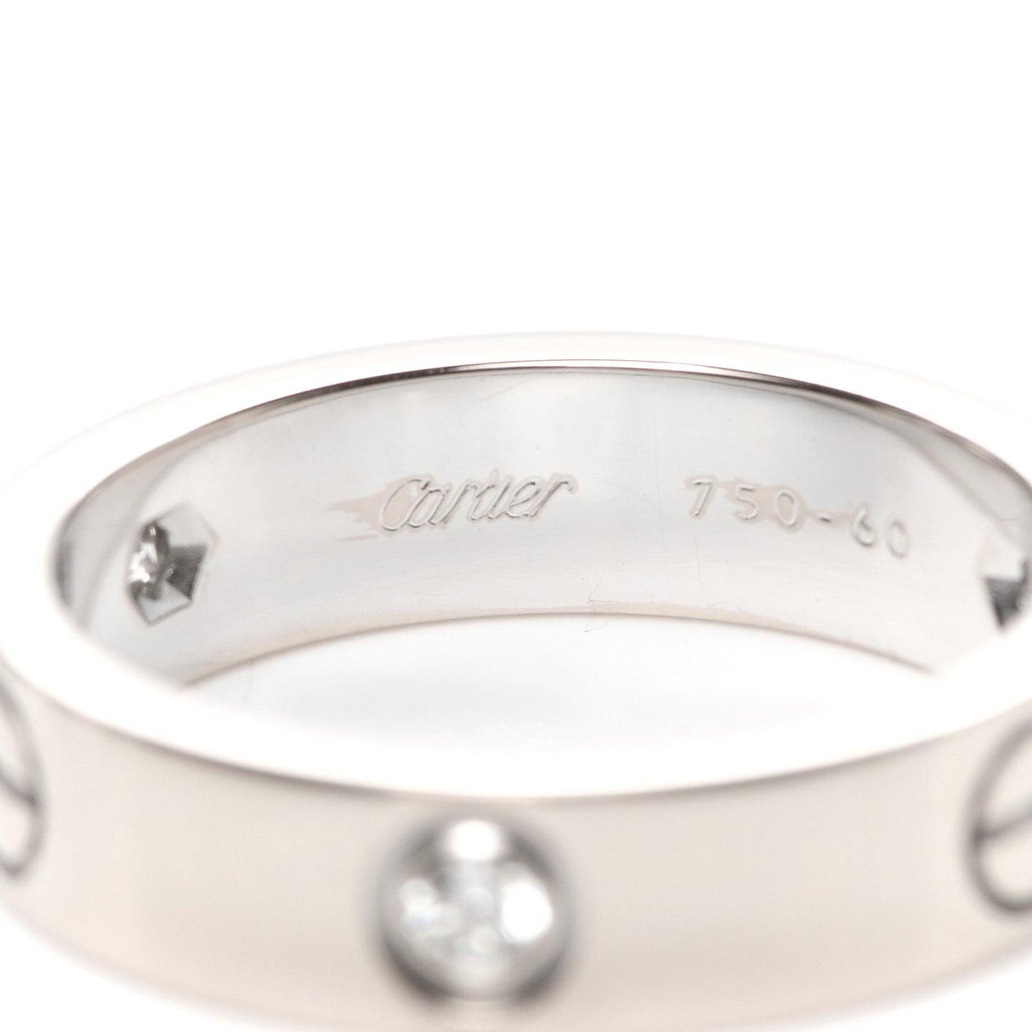 18K White Gold 3 Diamond 5.5mm LOVE Ring 60 9