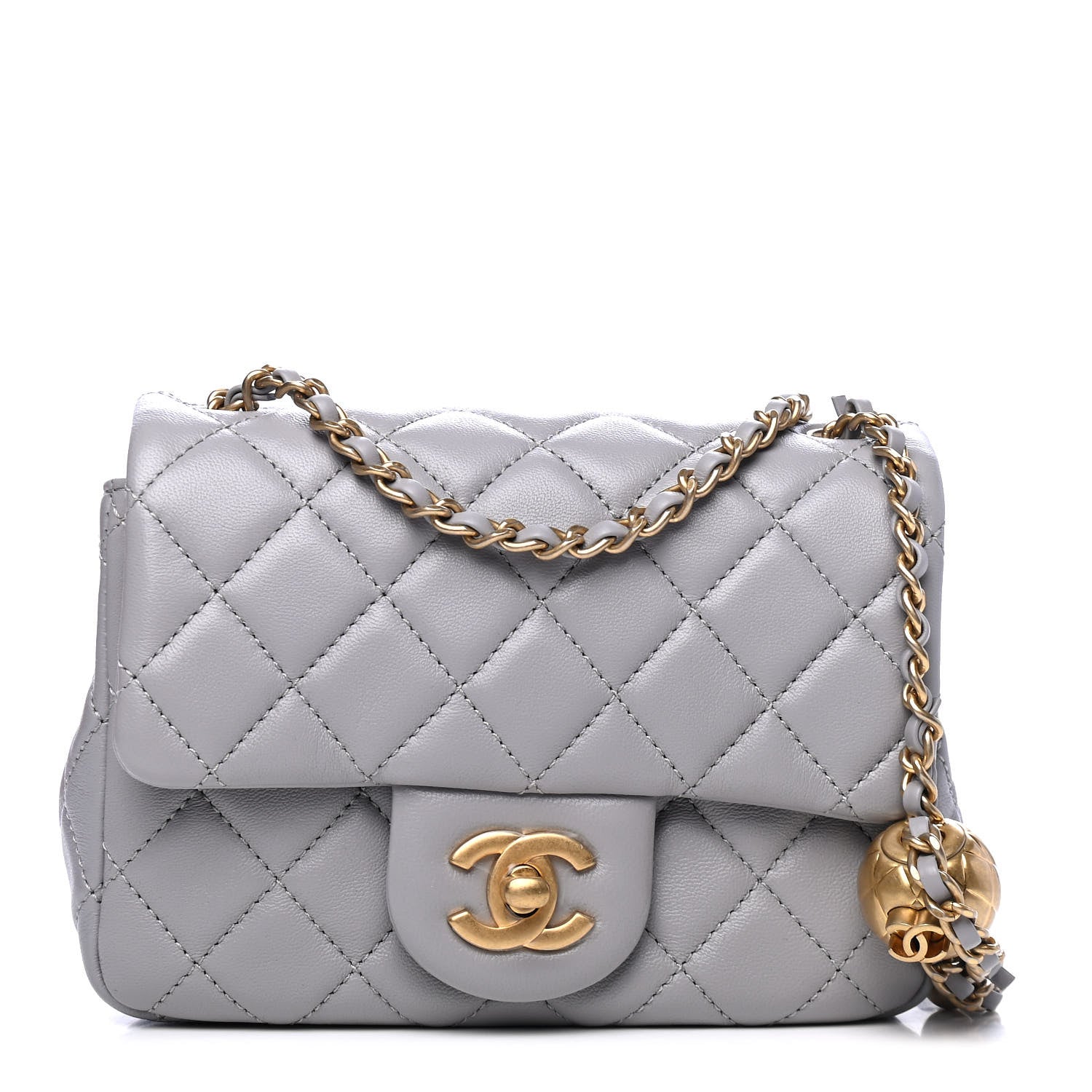 Chanel Lambskin Quilted Mini Pearl Crush Flap Light Grey 1 of 4