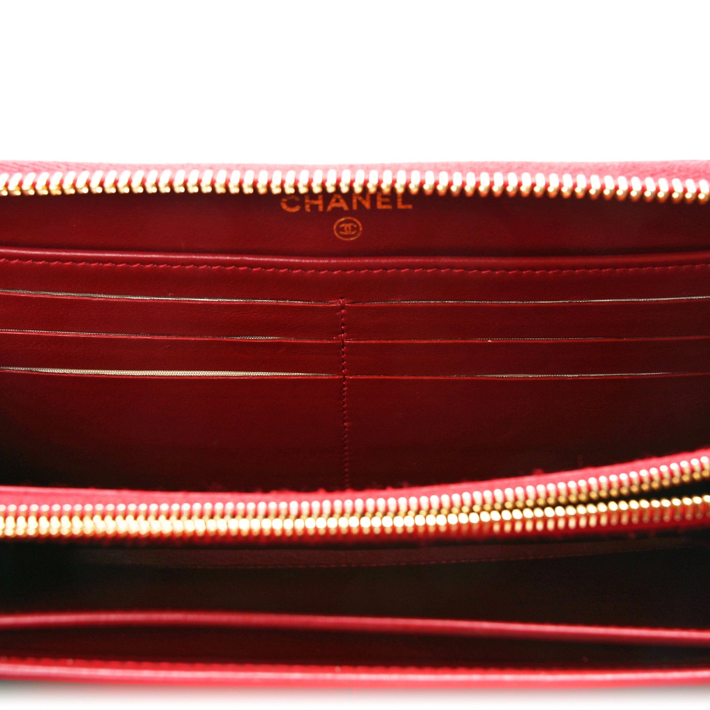 Alligator Large Gusset Zip Around Wallet Red