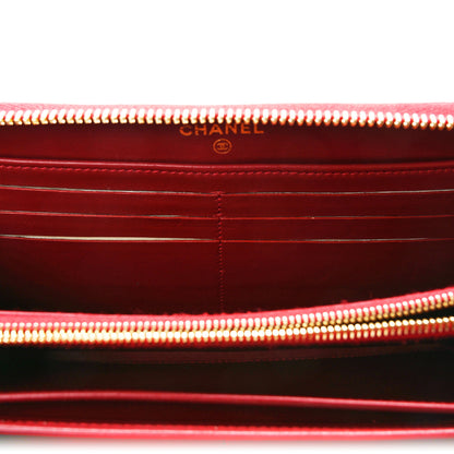 Chanel Alligator Large Gusset Zip Around Wallet Red 7 of 8
