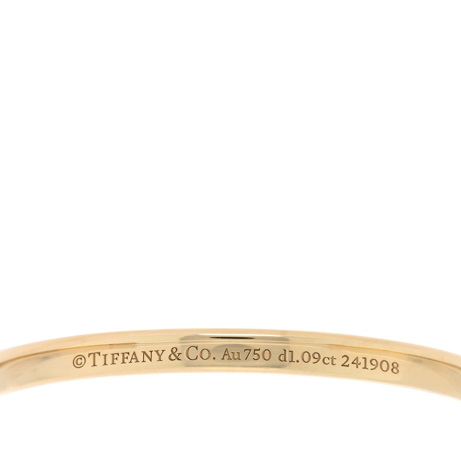 Tiffany 18K Yellow White Gold Diamond Narrow Tiffany Lock Half Pave Bangle Bracelet 3 of 4