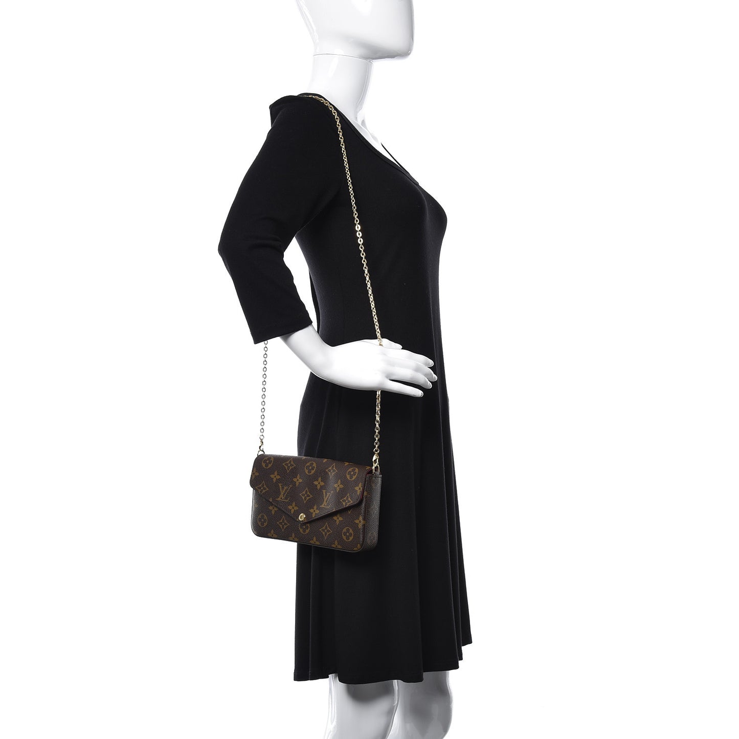 Monogram Pochette Felicie Chain Wallet Fuchsia