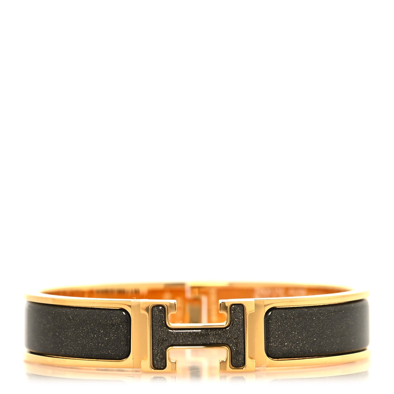 Hermes Enamel Glitter Narrow Clic Clac H Bracelet PM Black Dore 1 of 5