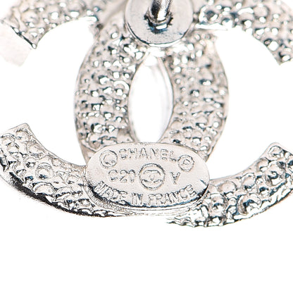 Chanel Crystal Timeless CC Earrings Silver 4 of 4