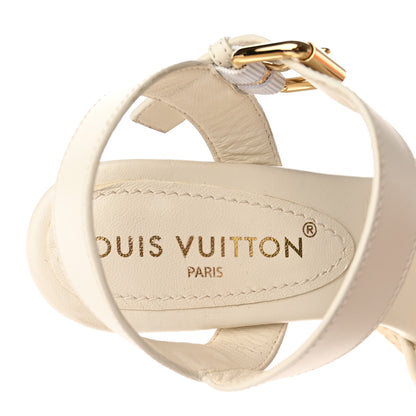 Louis Vuitton Cotton Monogram Embroidered Starboard Wedge Espadrilles 39 Beige White 7 of 13