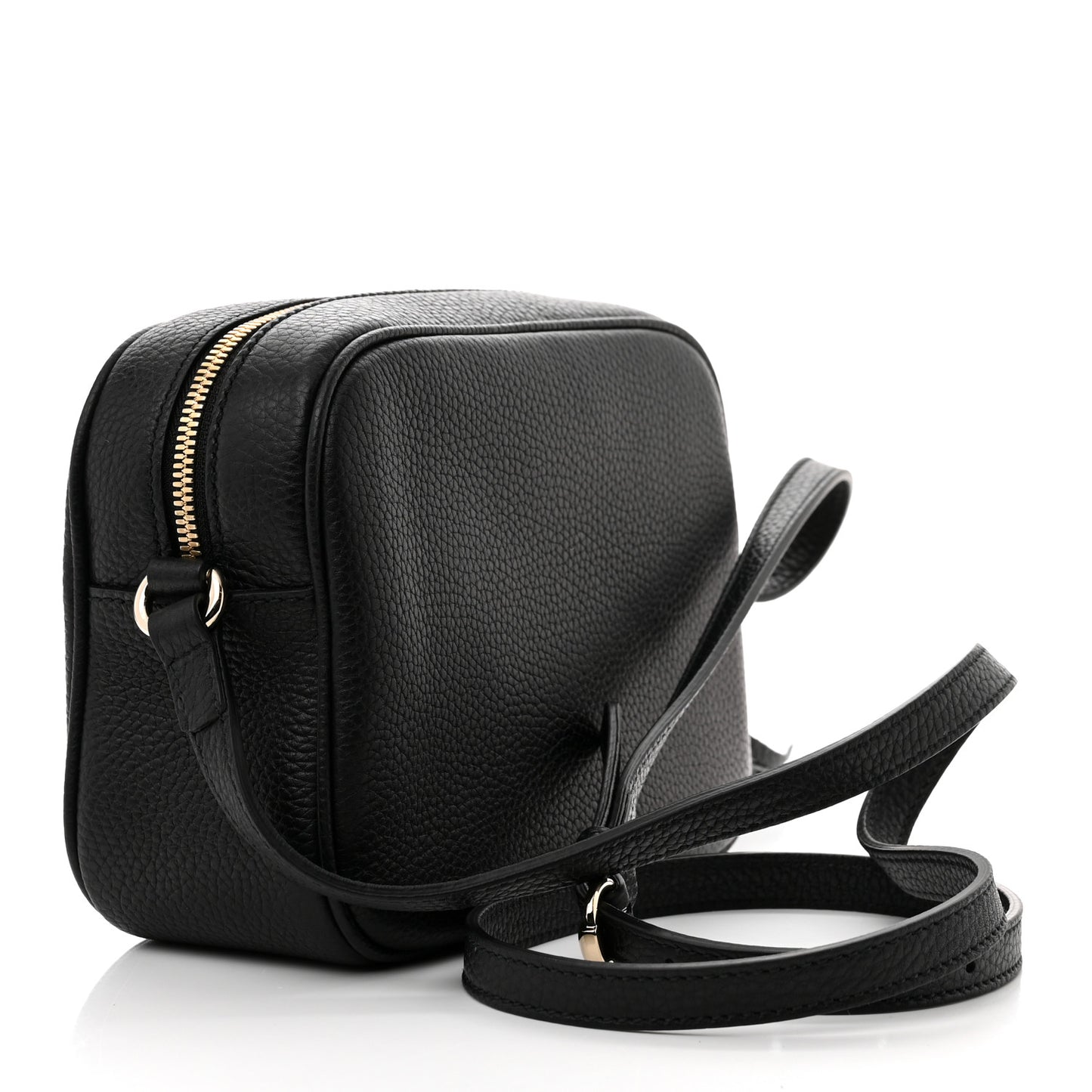Pebbled Calfskin Small Soho Disco Bag Black