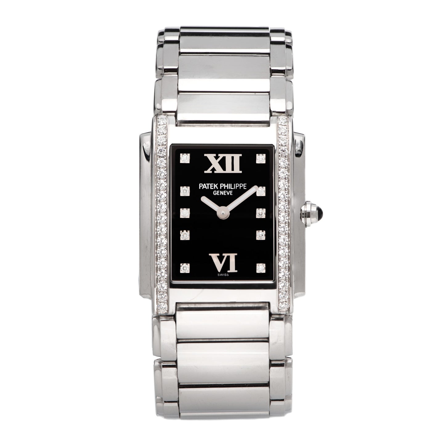 Stainless Steel Diamond 25mm Twenty-4 Quartz Watch Black 4910/10A-001
