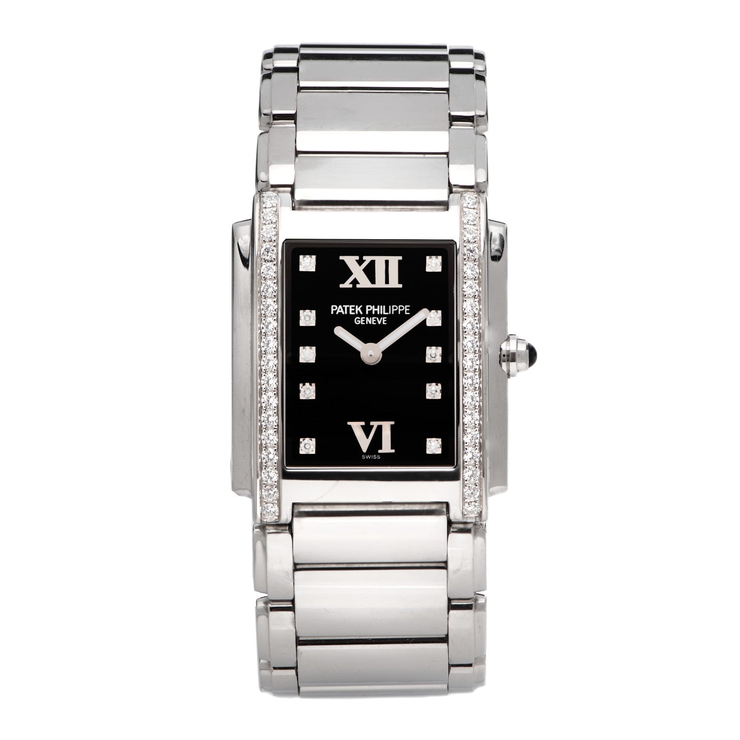 Patek Philippe Stainless Steel Diamond 25mm Twenty-4 Quartz Watch Black 4910/10A-001 1 of 7