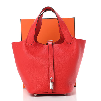 Hermes Taurillon Clemence Picotin Lock 18 PM Rouge De Coeur 11 of 11