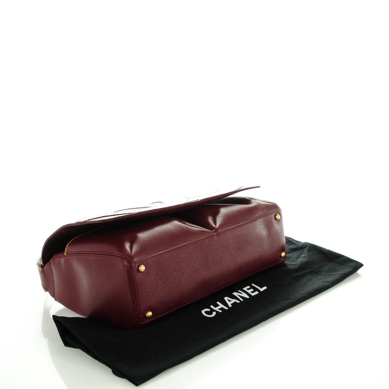 Chanel Caviar CC Stitched Medium Flap Shoulder Bag Burgundy 4 of 7