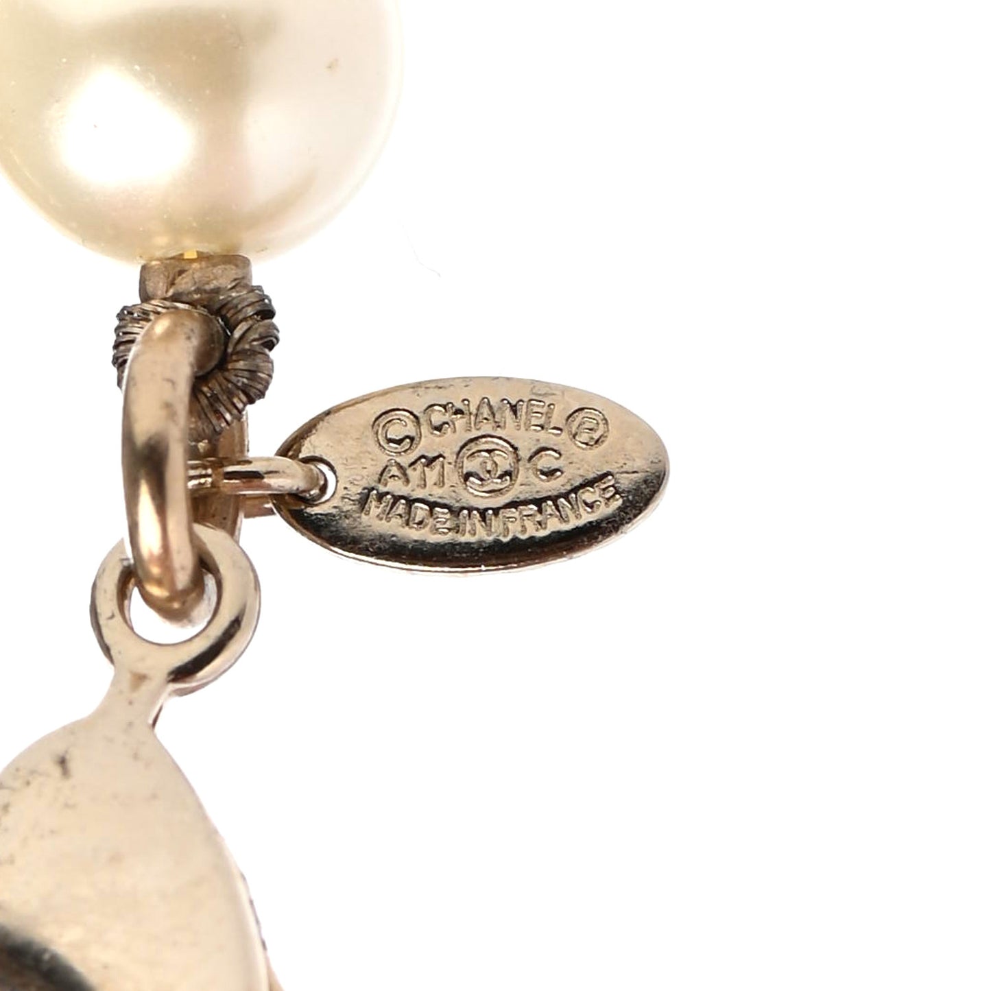 Crystal Pearl CC Short Necklace Gold