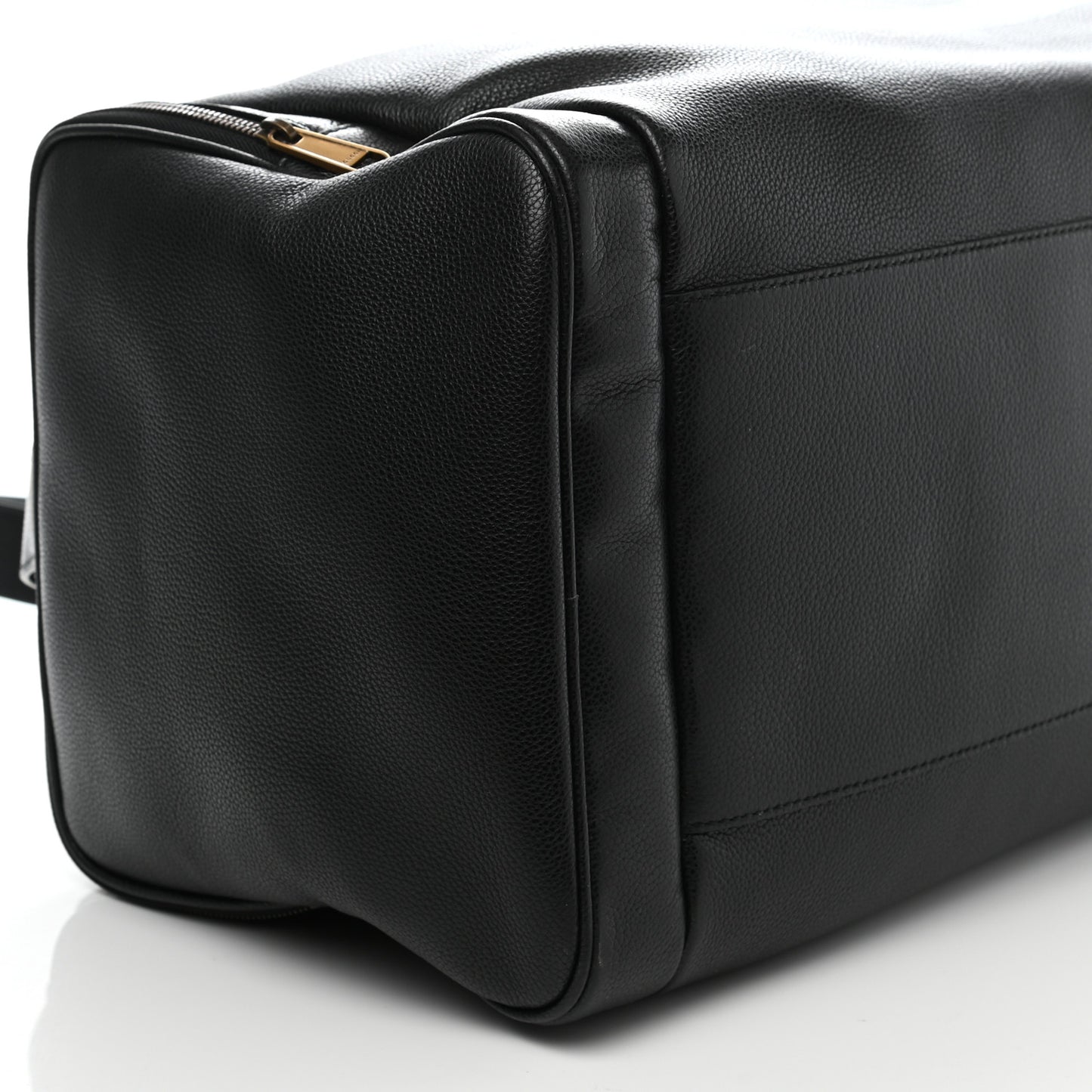 Grained Calfskin Logo Duffle Bag Black