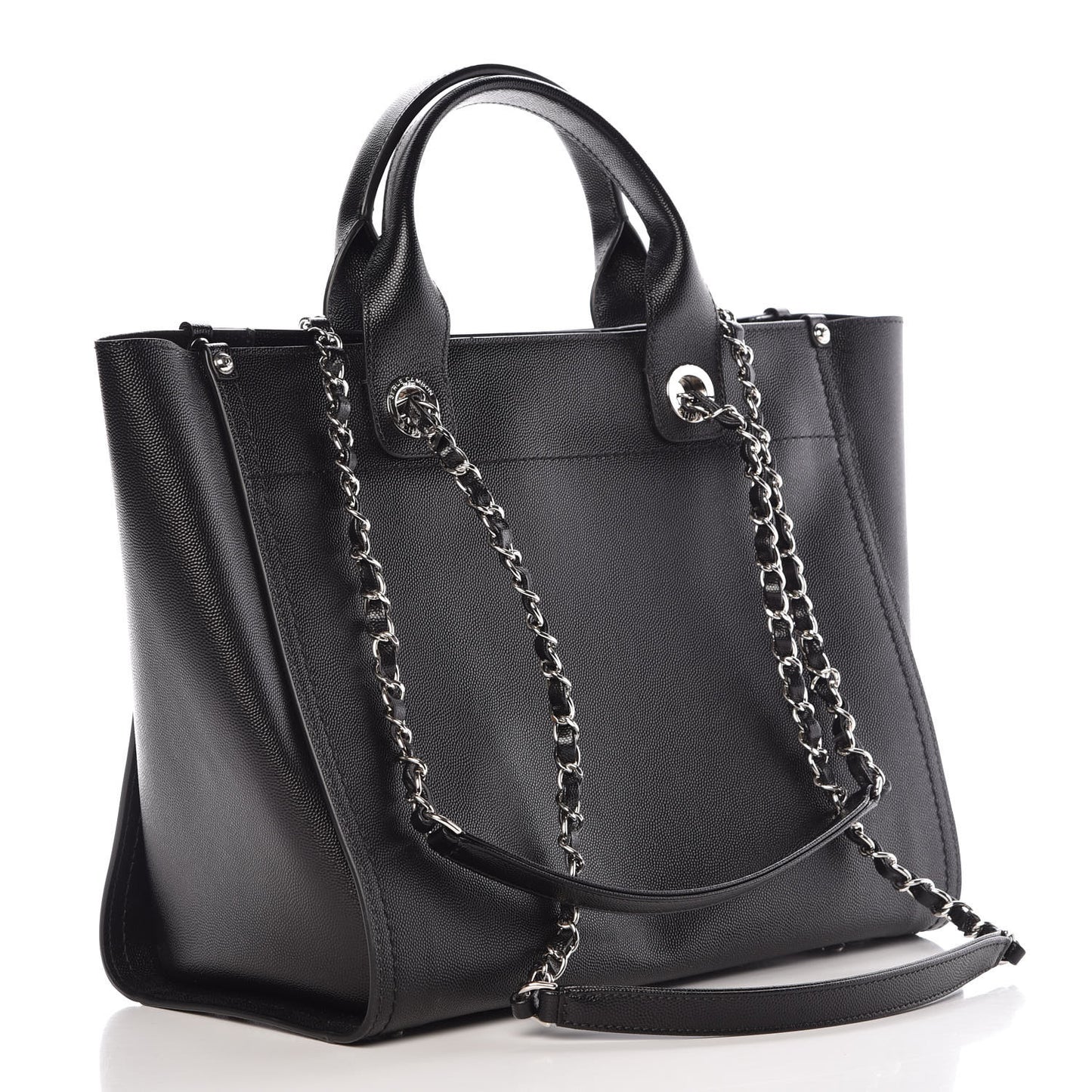 Caviar Small Studded Deauville Tote Black