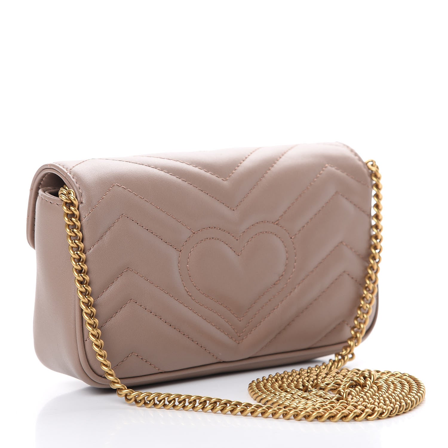 Gucci Calfskin Matelasse Super Mini GG Marmont Shoulder Bag Porcelain Rose 2 of 10
