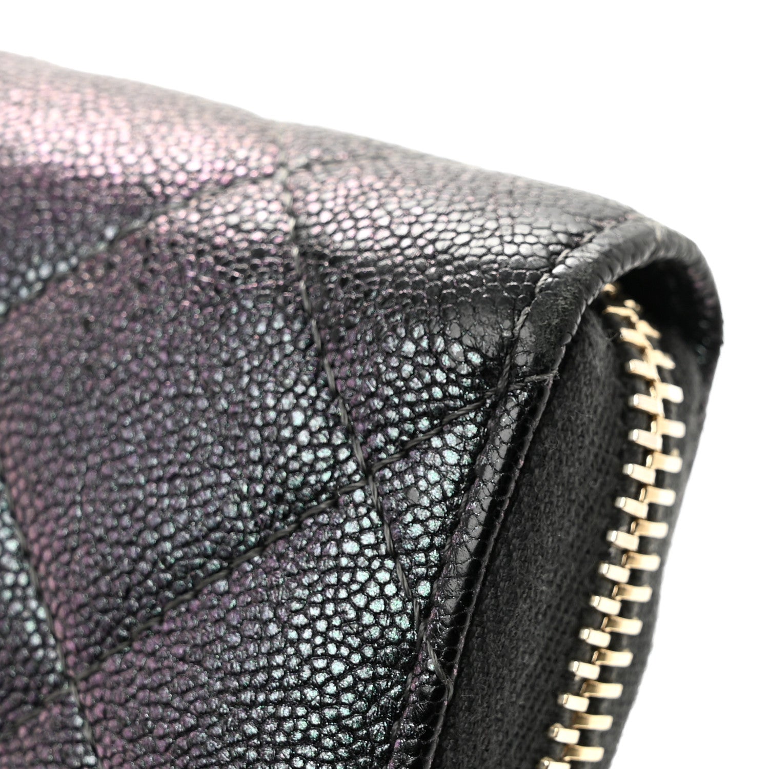 Chanel Iridescent Caviar Quilted Large Zip Around Organizer Wallet Black 11 of 12