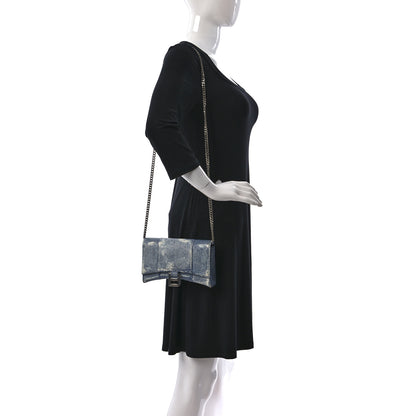 Balenciaga Nappa Denim Printed Hourglass Chain Bag Denim Blue 2 of 11