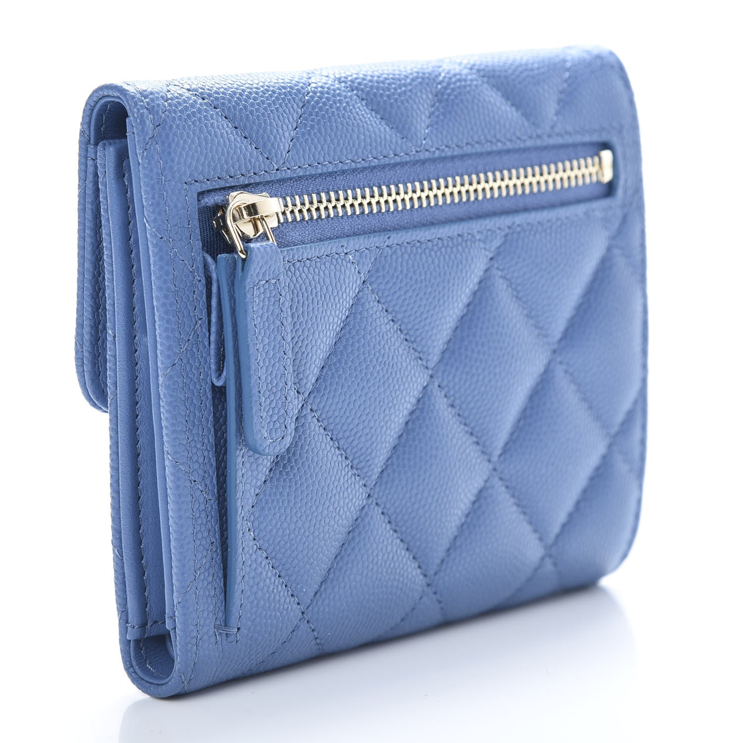 Chanel Caviar Quilted Compact Flap Wallet Blue 3 of 8
