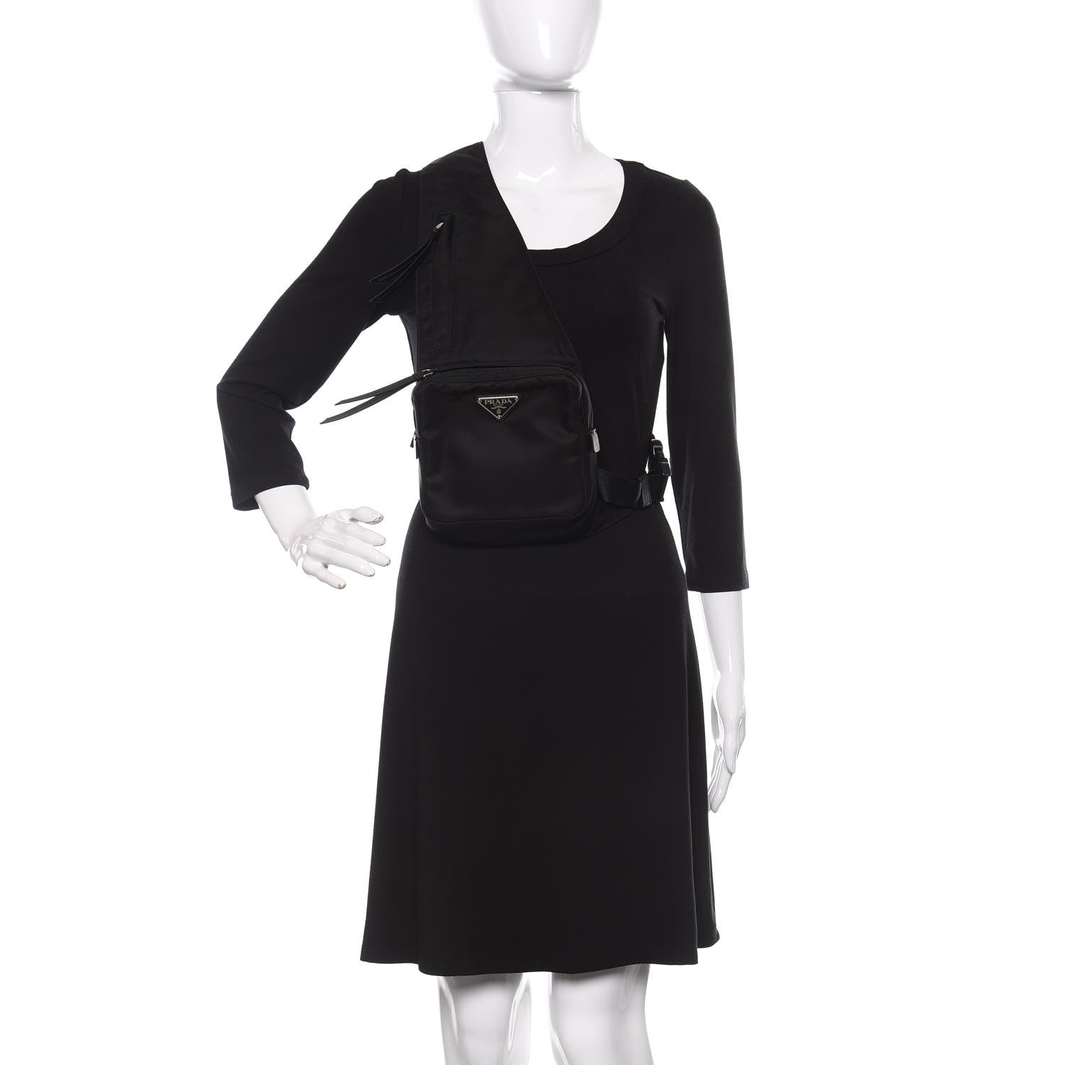Prada Tessuto Nylon Crossbody Bag Black 2 of 11
