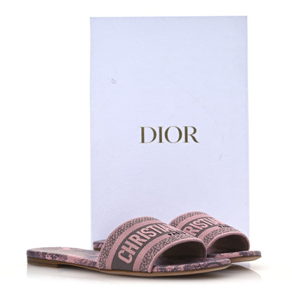 Christian Dior Canvas Toile De Jouy Embroidered Dway Flat Slide Sandals 38.5 Chateau Rose 11 of 11
