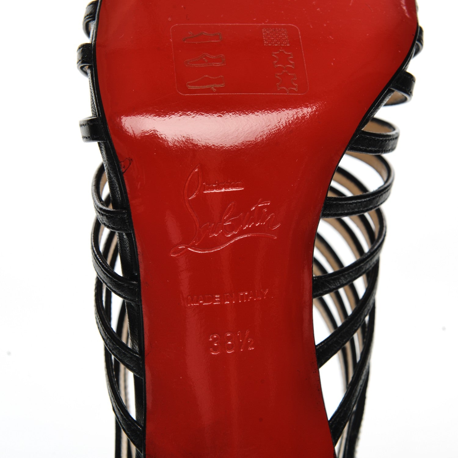 Christian Louboutin Kid Leather Multibrida 85 Cage Sandals 38.5 Black 6 of 7