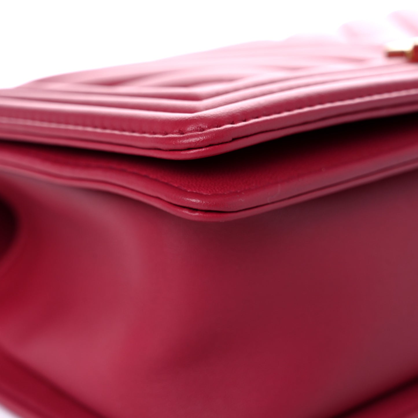 Lambskin Chevron Quilted Medium Boy Flap Dark Pink