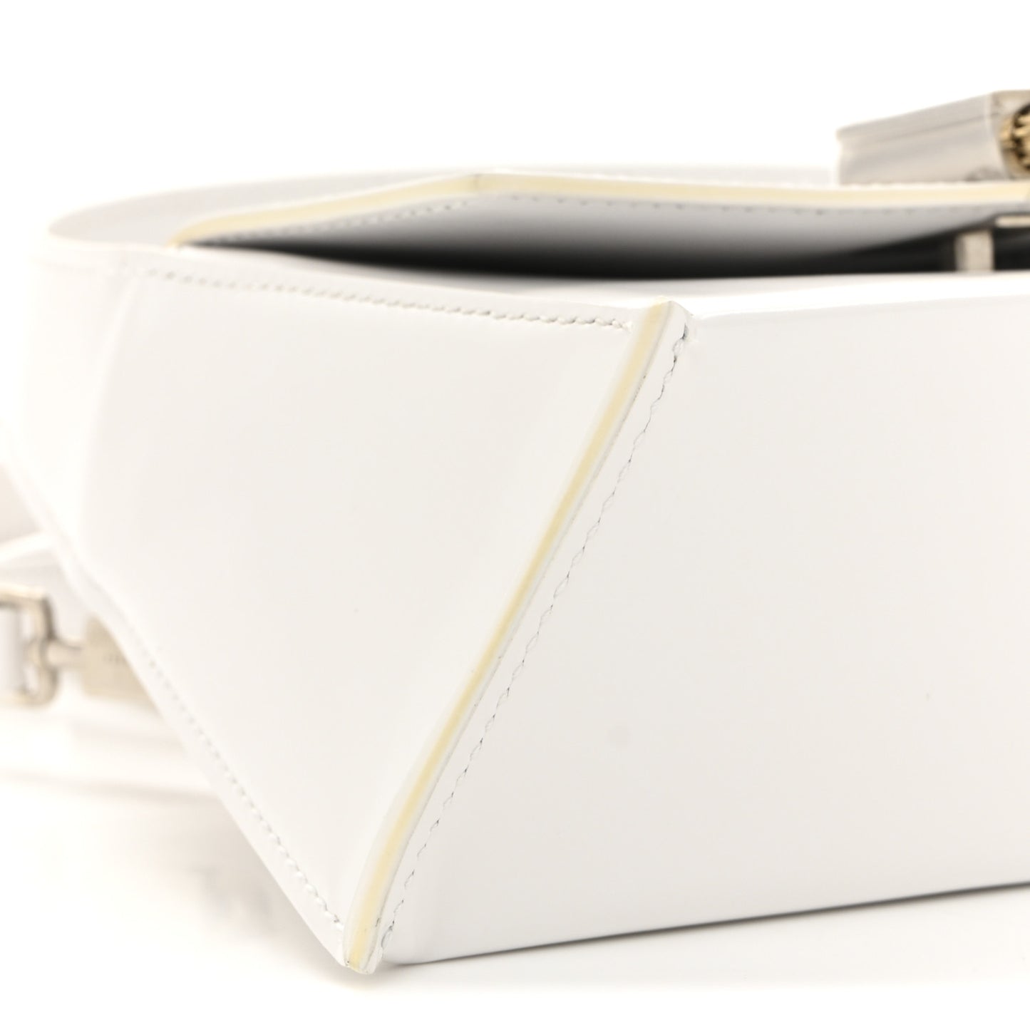 Brushed Calfskin Mini Geometric Prisma Shoulder Bag Optic White