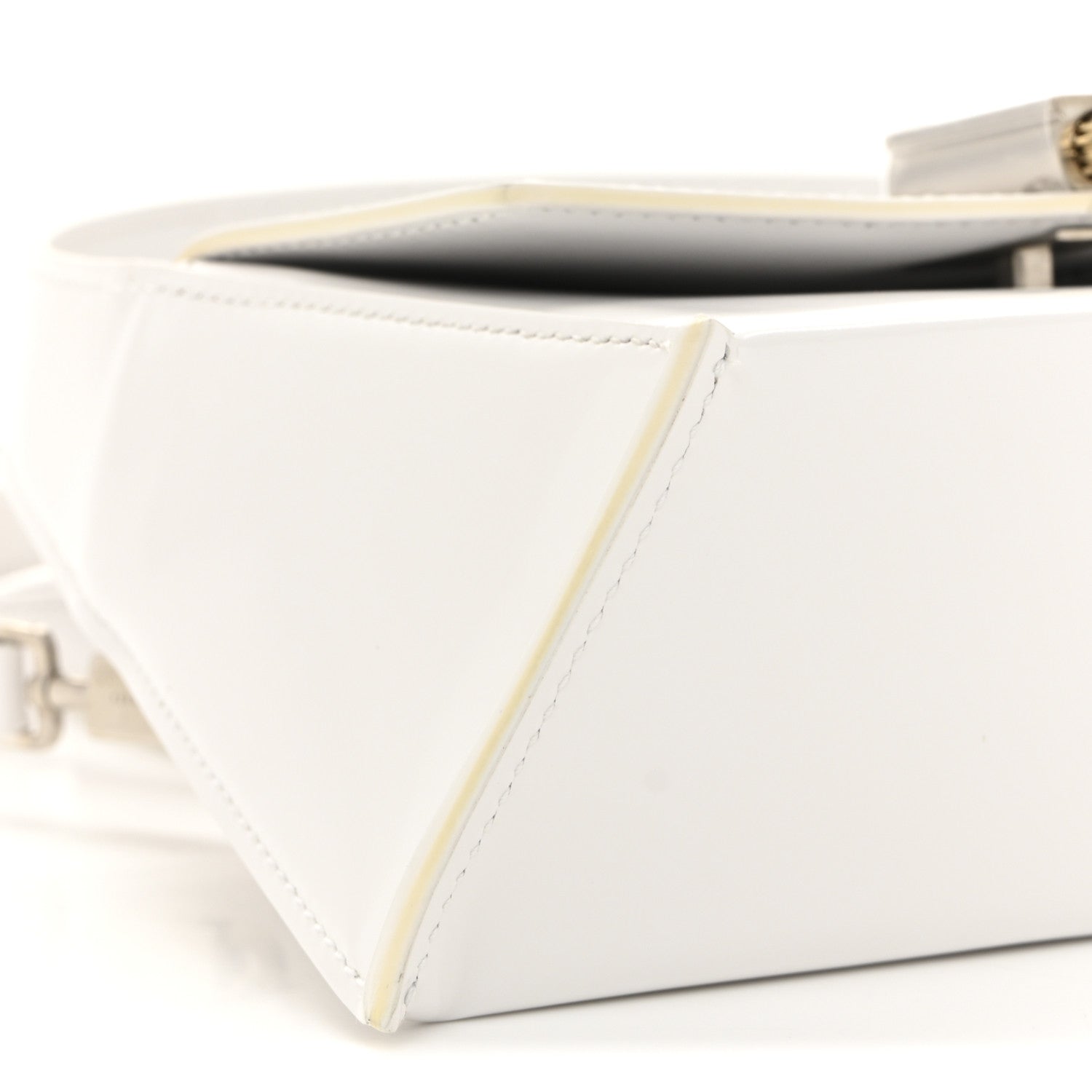 Salvatore Ferragamo Brushed Calfskin Mini Geometric Prisma Shoulder Bag Optic White 8 of 11