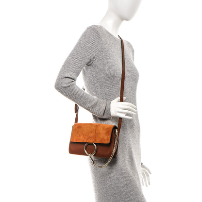 Chloe Suede Calfskin Small Faye Shoulder Bag Tobacco 2 of 8