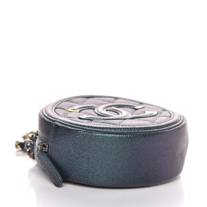 Chanel Iridescent Caviar Quilted Round Filigree Crossbody Dark Turquoise 4 of 8