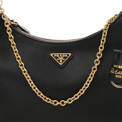 Prada Saffiano Lux Re-Edition 2005 Shoulder Bag Black 9 of 12
