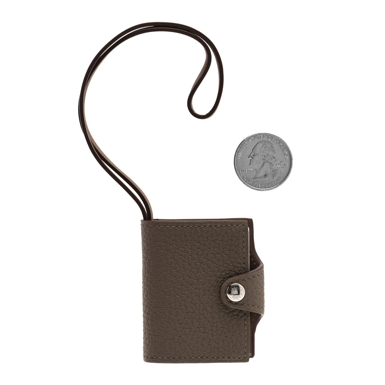 Hermes Togo Swift Ulysse Nano Bag Charm Etoupe Alezan 2 of 6