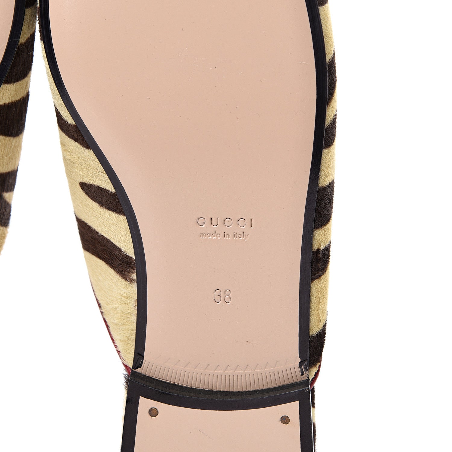 Gucci Calf Hair Tiger Print Womens Princetown Slippers 38 Natural Black Romantic Cherry 6 of 8