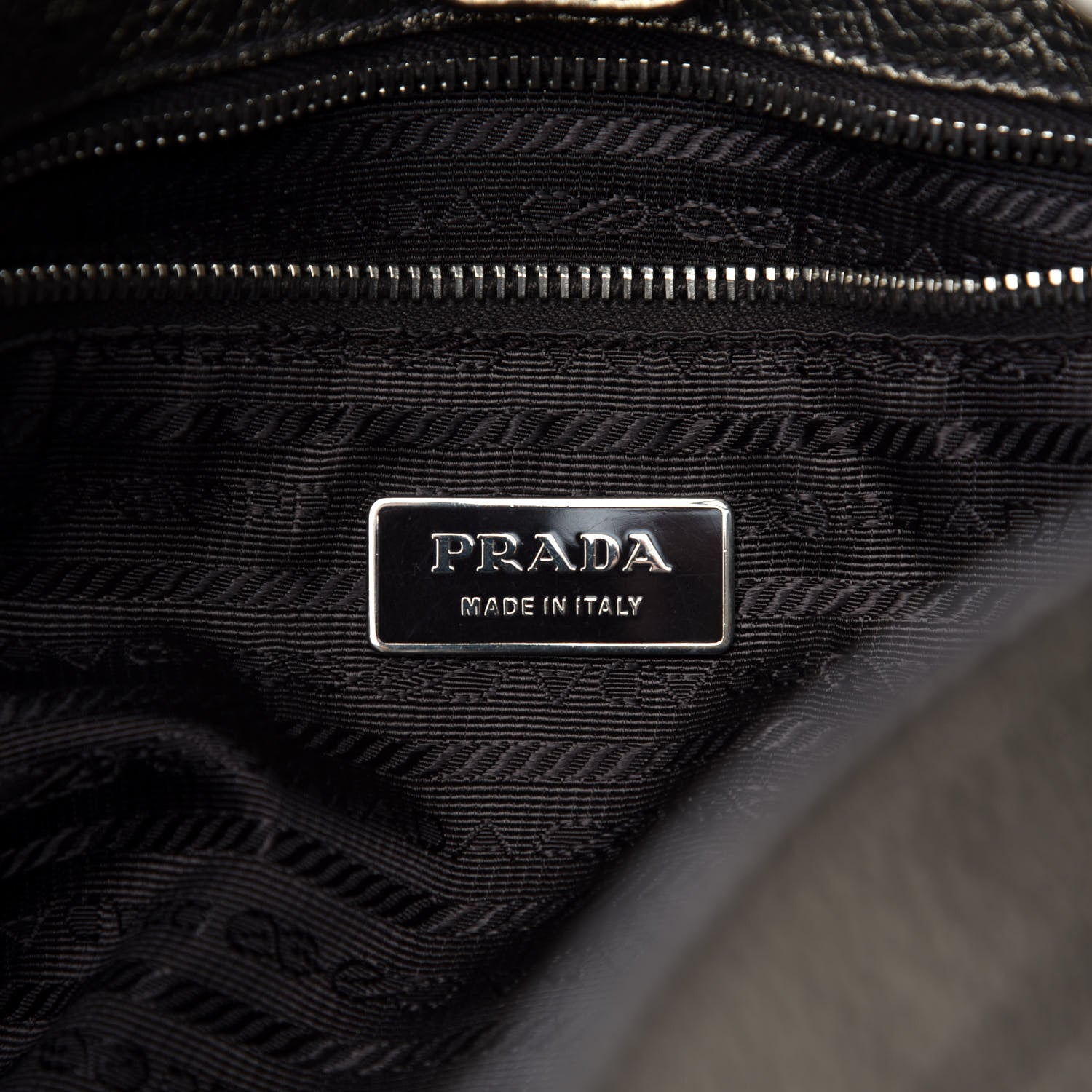 Prada Metallic Vitello Daino Side Pocket Hobo Gold 8 of 9