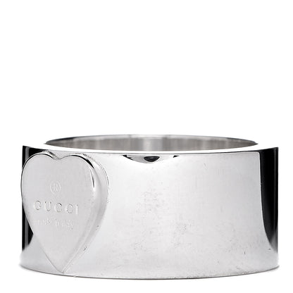 Gucci Sterling Silver 10mm Trademark Heart Wide Band Ring 56 7.5 3 of 7