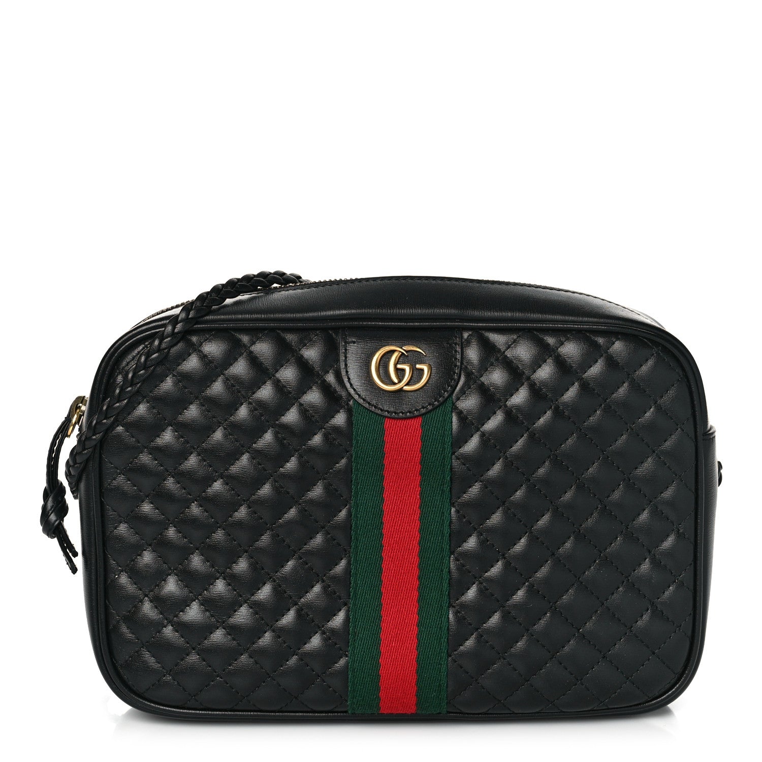 Gucci Calfskin Web Trapuntata Small GG Shoulder Bag Black 1 of 9
