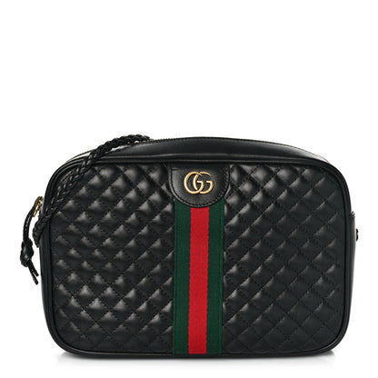 Gucci Calfskin Web Trapuntata Small GG Shoulder Bag Black 1 of 9