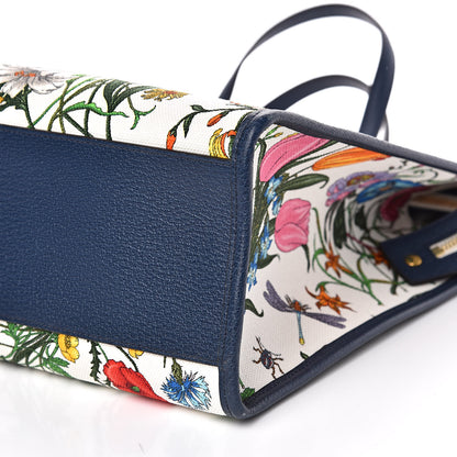 Gucci Canvas Large Flora Tote Navy Multicolor 9 of 11