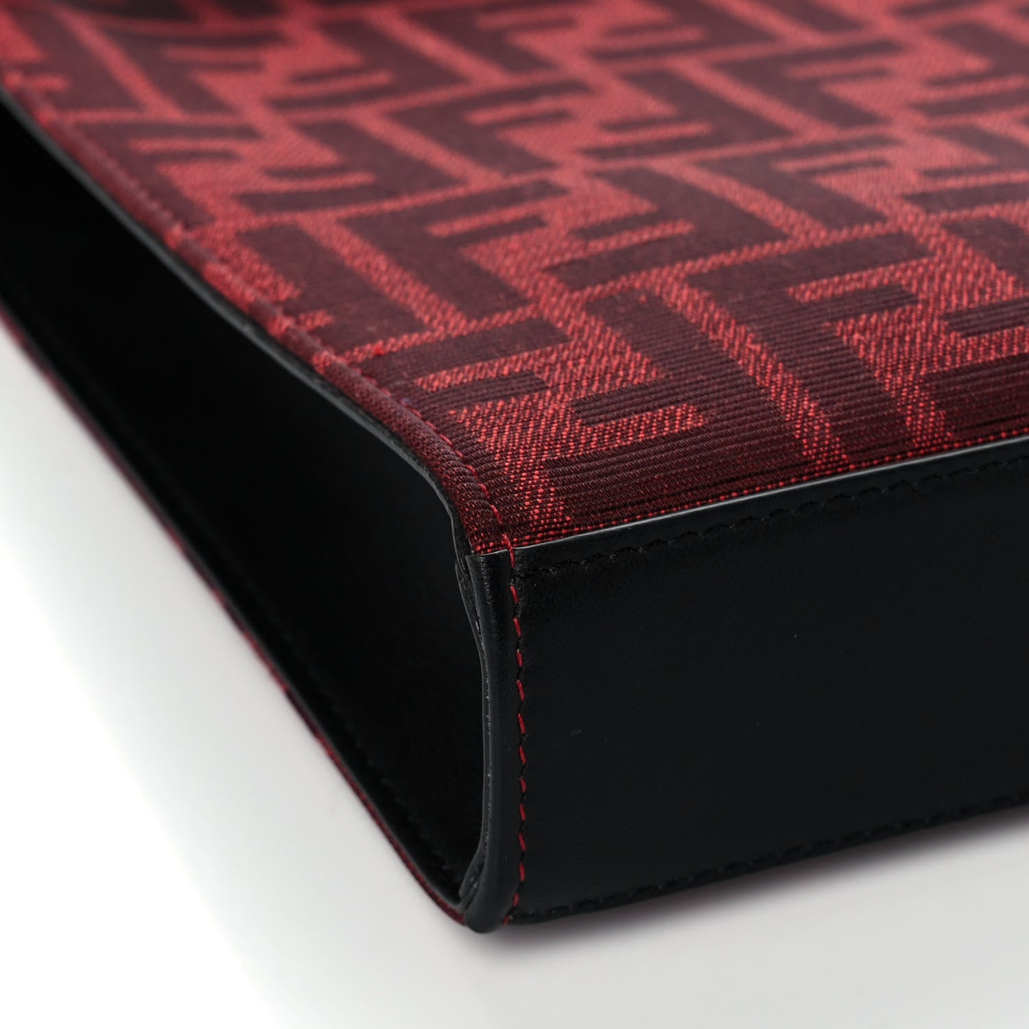 Fendi Fabric Jacquard FF Clutch Bag Rosso Marlboro Black 8 of 10
