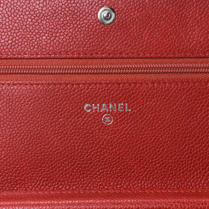 Chanel Caviar Quilted Boy Wallet On Chain WOC Red 9 of 13
